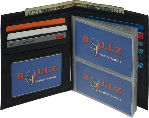 Vista 7 de Billetera de piel para hombre con inserto de vinilo resistente