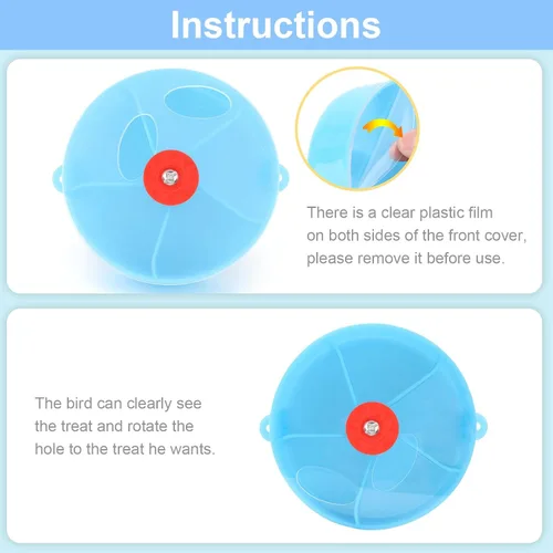Vista 7 de Bird Creative Foraging System Wheel Seed Food Ball Rotate Training Toy para loros pequeños y medianos Periquitos Cacatúa Conure (azul)