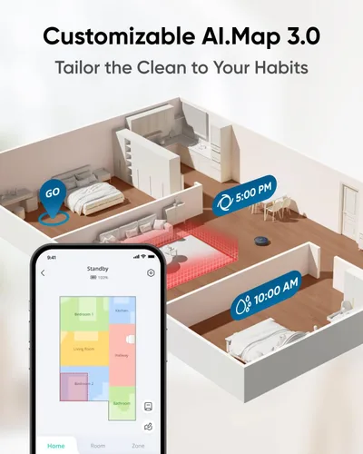 Vista 6 de eufy X10 Pro Omni - Robot aspirador y trapeador, succión de 8,000 Pa, elevación automática y detección de alfombras, evita obstáculos, lavado