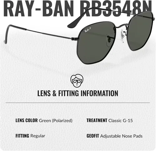 Vista 37 de Ray-Ban RB3548N Lentes planas hexagonales, gafas de sol cuadradas y redondas con kit oficial de gafas