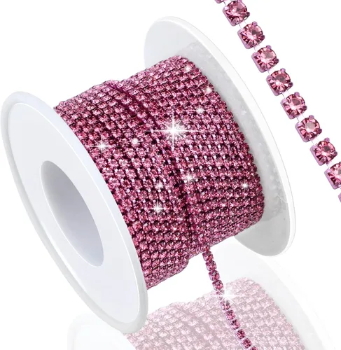 Vista 24 de Dowarm Cadena de cierre de diamantes de imitación de cristal de 10 yardas de 0.079 pulgadas para coser Crocs zapatos, ropa, vasos, cadena de Azul