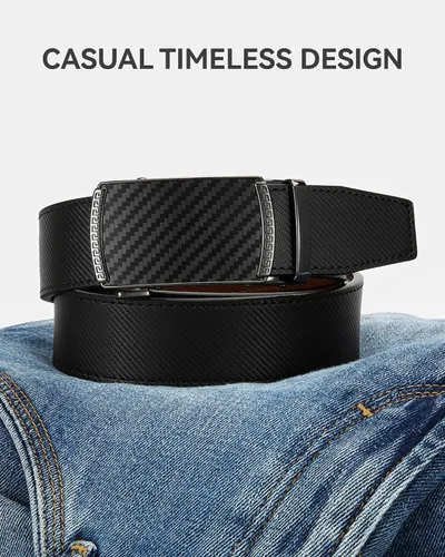 Vista 5 de CHAOREN Cinturón para hombre de cuero con trinquete - Ajuste personalizable, estilo sin esfuerzo (35 mm)
