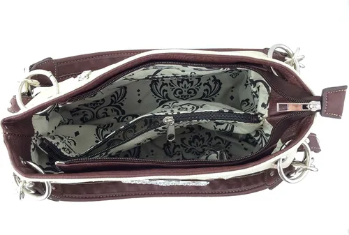 Vista 4 de Justin West Purse Laser Cut Rhinestone Plata hebilla cruz forma Concealed Carry Bolso