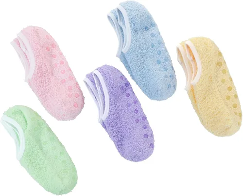 Vista 2 de Zando Calcetines cálidos y peludos para mujer, con forro polar, cómodos y antideslizantes, con agarraderas