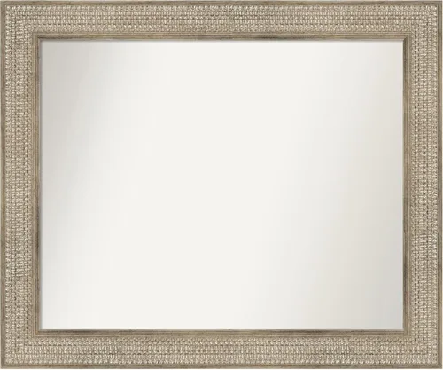 Vista 140 de Amanti Art Espejo de baño plateado para sobre fregadero, 26 x 26 pulgadas, espejo cuadrado de níquel pulido, marco de madera tradicional mediano, se