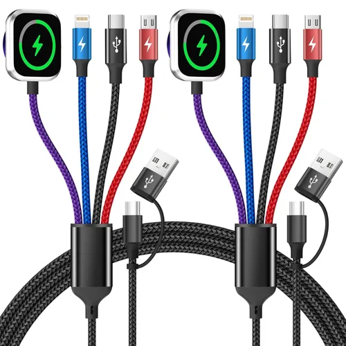 Vista 11 de Travel Essentials - Cargador de Apple Watch, doble tipo C, cable de carga múltiple 4 en 2, cargador de viaje USB A/C para múltiples dispositivos