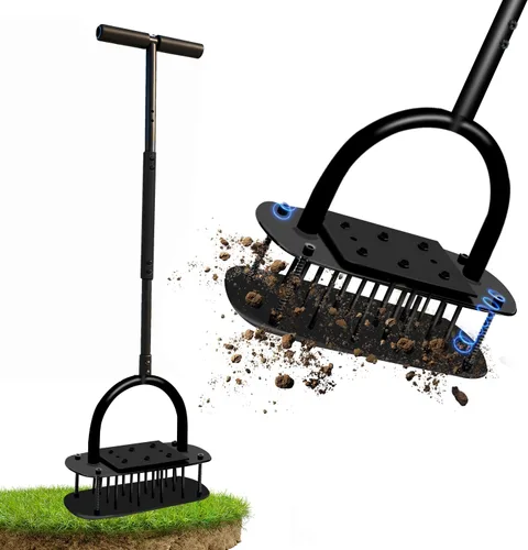 Vista 9 de Manual Core Aerator Lawn Tool, Lawn Aerator Tool with 4 Hollow Tines, Plug Aerator 3-Piece Easy Assembly, 45" Ergonomic Yard Grass Aerator for Lawn