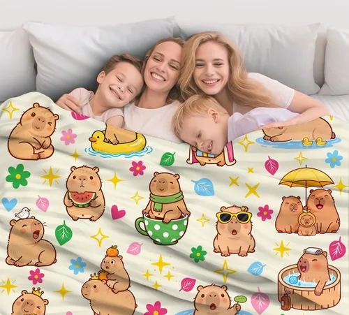 Vista 5 de Capybara - Manta de regalo para niños y niñas, suave y acogedora, manta de franela para decoración de ropa de cama, regalos para amantes
