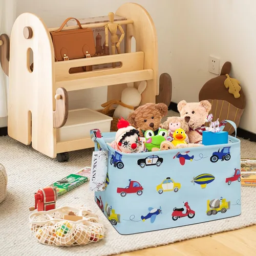 Vista 3 de Canasta plegable de almacenamiento para guardería, con revestimiento de polietileno impermeable, de grand tamaño, para niños y niñas, oficina