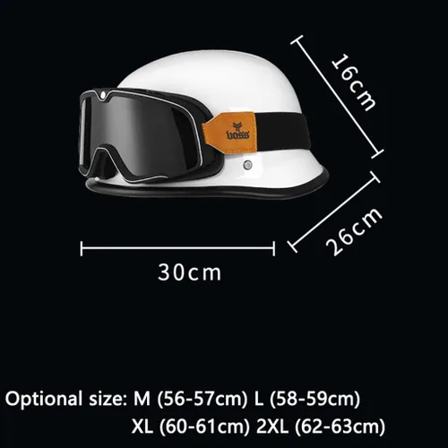 Vista 7 de Casco retro de estilo alemán aprobado por el DOT con diseño de calavera, estilo vintage, de cara abierta, medio casco para exteriores