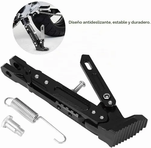 Vista 3 de Pata de Cabra de Motocicleta Soporte de Trípode Ajustable Universal de Aluminio Motor Scooter Soporte Lateral de Pie Modificado Accesorios de Negro