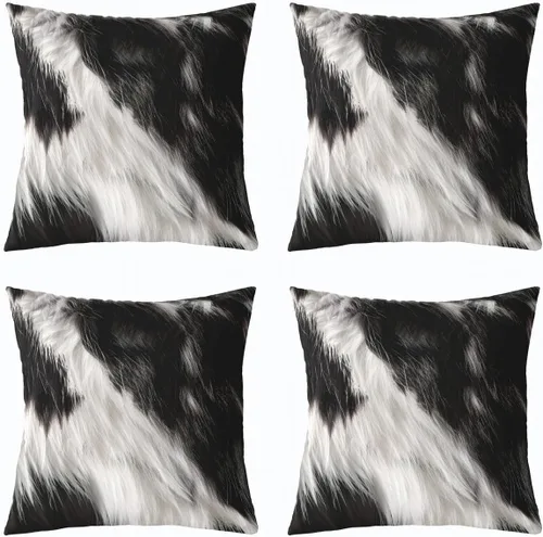 Vista 12 de Juego de 4 fundas de almohada con estampado de piel de vaca de 16 x 16 pulgadas, fundas de cojín de piel de vaca para sala de estar, dormitorio