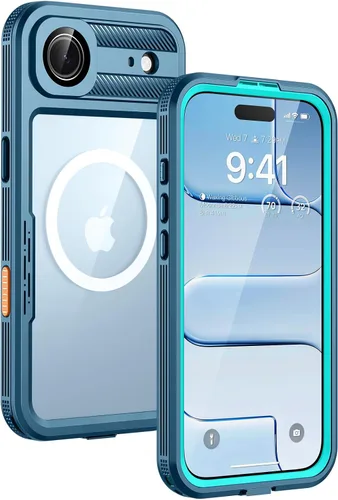 Vista 33 de Lanhiem Funda magnética impermeable para iPhone 16, protector de pantalla de privacidad integrado, compatible con MagSafe, funda antiespía de cuerpo