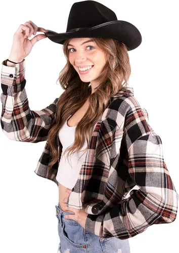 Vista 2 de Sombrero de fieltro Kangaroo de vaquero con tachas, Estándar, Negro
