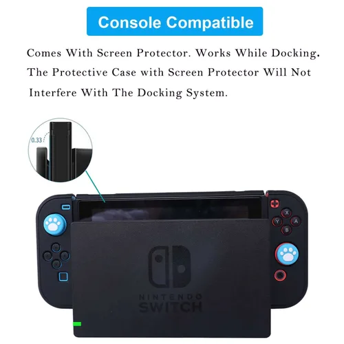 Vista 3 de COMCOOL Dockable Case for Nintendo Switch 3 in 1 Protective Cover Case for Nintendo Switch and Joy-Con Controller with Screen Protector and Thumb