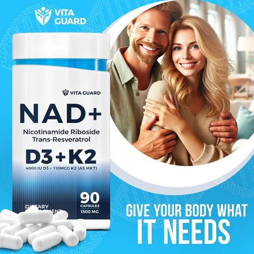 Vista 5 de Suplemento NAD de energía antienvejecimiento - Alternativa NMN con ribósido de nicotinamida 1000 mg, Trans-Resveratrol 300 mg, vitamina D3 4000 UI
