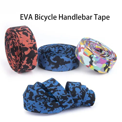 Vista 4 de Cintas de manillar de bicicleta, 2 rodillos de cinta de barra de bicicleta de EVA, correas de mango de bicicleta de carretera con tapones