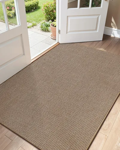 Vista 42 de Color&Geometry - Tapete para puerta delantera de 26 x 47 pulgadas, atrapador de suciedad con parte trasera de goma ultra antideslizante, perfil Caqui