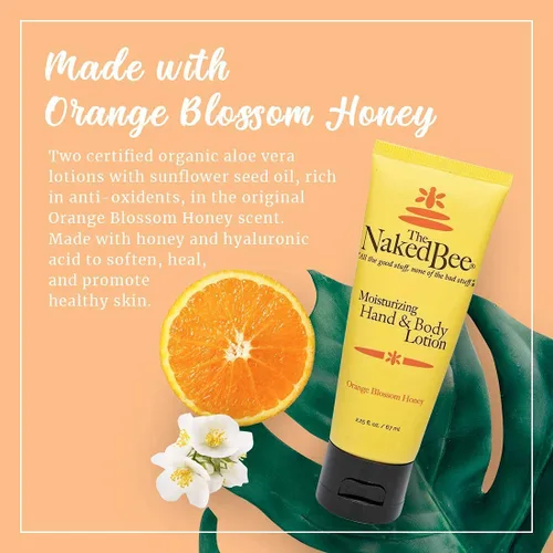 Vista 3 de The Naked Bee Loción para manos y cuerpo con miel de azahar, 2.25 onzas, paquete de 2 + loción para manos y cuerpo, 8 onzas, paquete de 2