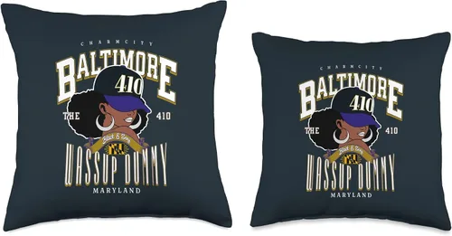 Vista 3 de Baltimore Area Code 410 410 Area Code Baltimore Maryland Flag Black Girl Bmore Pride - Almohada de 16 x 16 pulgadas, multicolor