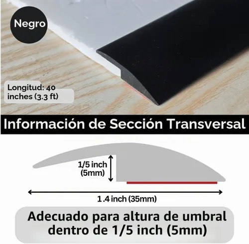 Vista 2 de Tira de Transición de Piso Autoadhesiva para Alfombra, Madera, Azulejo, Vinilo, Piso Laminado, Cubierta de Transición, Borde, Ribete, Espacio