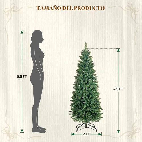 Vista 4 de HOLLO STAR Árbol de Navidad preiluminado de 4.5 pies, luces RGBW, control Árbol de Navidad artificial con 148 luces LED, 330 puntas de rama, base