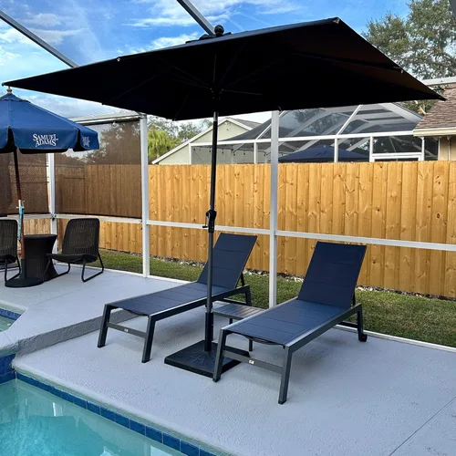 Vista 27 de PURPLE LEAF Juego de 2 tumbonas de aluminio para patio al aire libre con ruedas y mesa auxiliar, tumbona de piscina para jardín al aire libre, junto