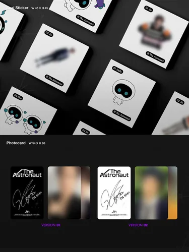 Vista 5 de BTS JIN THE ASTRONAUT Album VER 01 + VER 02 - SET. 1ea BTS Store Gift Card K-POP SEALED