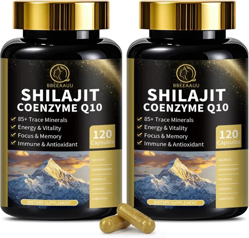 Vista 10 de Shilajit para hombres con musgo marino y ashwagandha, Hima*Layan Shilajit 12 en 1, suplementos de cápsulas con coenzima Q10, ácido fúlvico y ácido