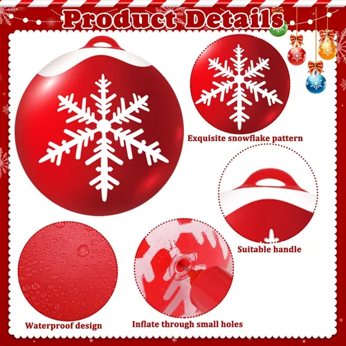 Vista 5 de Jetec 10 piezas de bolas inflables de Navidad de 9 pulgadas, bolas inflables de PVC para decoración de muñeco de nieve de invierno, adornos