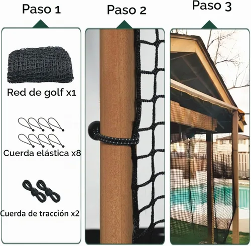 Vista 5 de Red de práctica de golf, red de golf de nailon resistente, red de golf para interiores y exteriores con kit de alambre para colgar, redes de golf