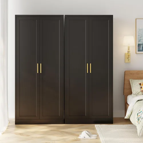 Vista 7 de Gabinete de metal para despensa de cocina, 71 pulgadas de alto x 28 pulgadas de ancho x 14 pulgadas de profundidad con 2 puertas y 4 estantes Negro