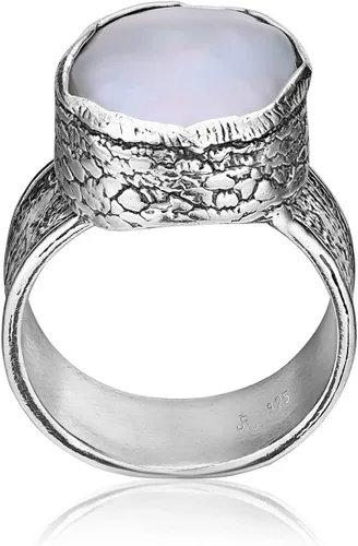 Vista 5 de JEAN RACHEL JEWELRY Anillo de plata de ley 925 con perla de agua dulce, aspecto vintage, hipoalergénico, sin níquel ni plomo, colección de diseñador