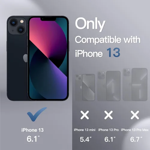 Vista 2 de JETech Funda para iPhone 13 de 6.1 pulgadas con protector de pantalla de vidrio templado integrado, protección resistente de cuerpo completo de 360