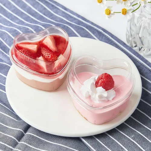Vista 7 de Mini tazas de postre en forma de corazón de 5 onzas con tapas