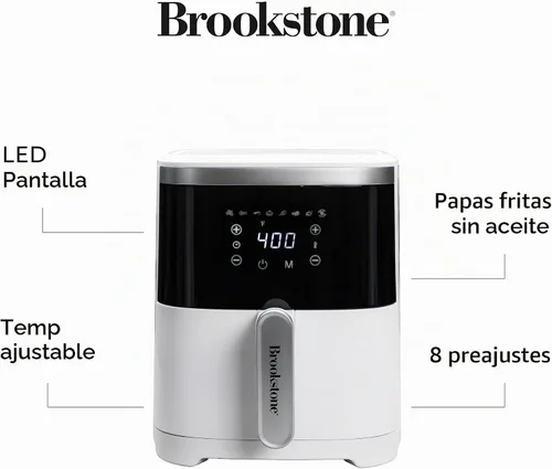Vista 2 de Brookstone Freidora de aire de 4.5 cuartos de galón, 1300W, pantalla LED, 8
