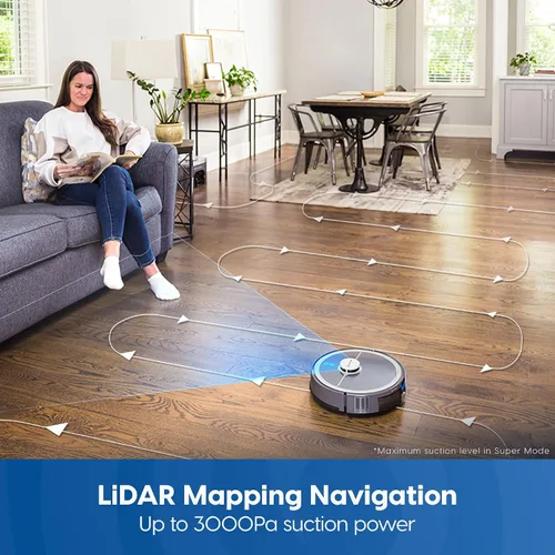 Vista 3 de Vacmaster V10i - Robot aspirador y trapeador 3 en 1 con estación de autovaciado durante 45 días, navegación LiDAR, succión fuerte de 3000 Pa, mapeo