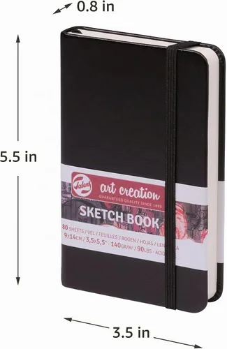 Vista 3 de Talens Art Creation Cuaderno de bocetos, 140 GSM/94 libras, negro, 3.5 x 5.5 pulgadas