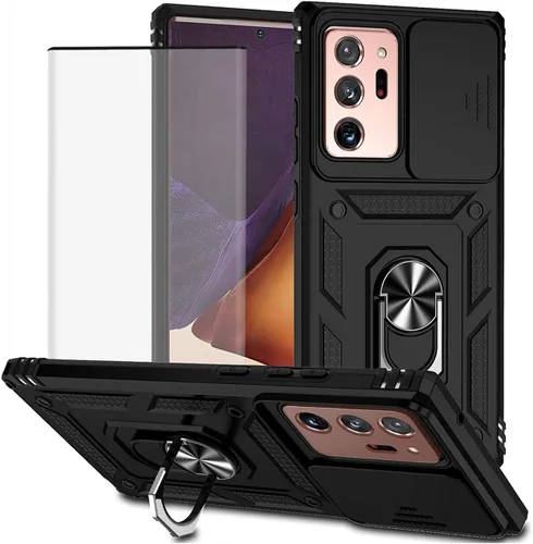 Vista 9 de Funda para Galaxy Note 20 Ultra, Samsung Note 20 Ultra SM-N986U con protector de pantalla de vidrio templado y cubierta de cámara deslizante, Oro
