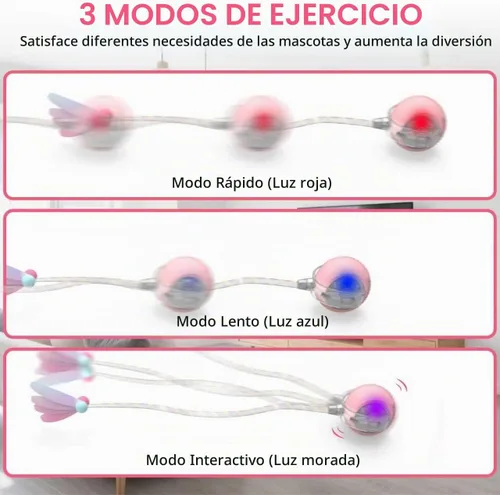 Vista 5 de Pelota interactiva para gatos, bolas rodantes inteligentes activas, juguetes automáticos para gatitos, con cola de malla elástica, recargable, bola