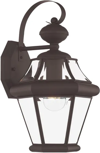 Vista 9 de Livex Lighting 2161-04 Farol de pared para exteriores con pantallas de vidrio biselado transparente, color negro