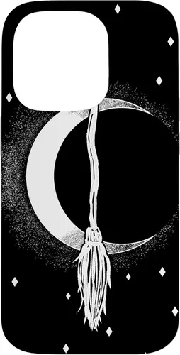Vista 17 de Funda para iPhone 16 con diseño de luna creciente, escoba de bruja, vintage, Halloween, niñas y mujeres