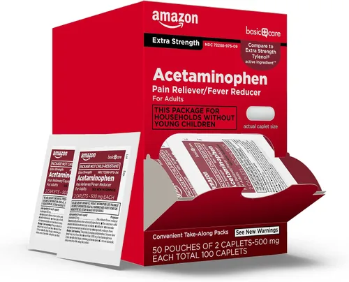 Vista 7 de Amazon Basic Care - Caplet de acetaminofeno extra fuerte de 500 mg, 100 unidades (50 bolsas de 2 cápsulas)