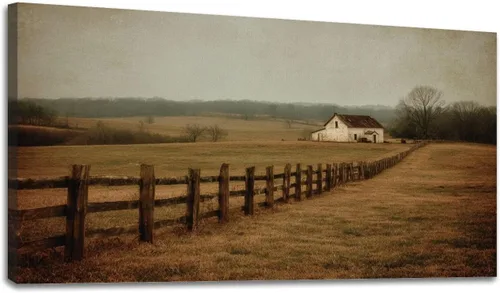 Vista 6 de 30"x 60" Canvas Wall Art Rustic Farmhouse Vintage Barn Country Field Landscape Rolling Hills Framed Pictures Painting Print Large Wall Art for