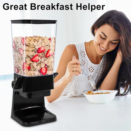 Vista 3 de Dispensador de cereales de 5L para encimera con tapas, contenedores de organización y almacenamiento para cocina y despensa, dispensador de arroz