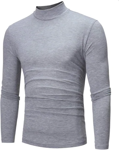 Vista 9 de Muscularfit Suéteres casuales para hombre, cuello alto, manga larga, tejido de punto grande y alto, forro polar, suéteres cálidos
