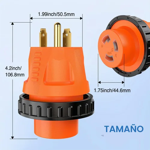 Vista 8 de Nilight Adaptador de Corriente RV de 30 A a 30A Conector de Bloqueo Giratorio Enchufe Macho TT-30P Receptáculo Hembra L5-30R para Generador Cámper
