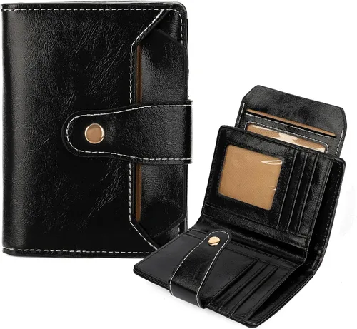 Vista 15 de Billetera pequeña para mujeres bifold portador de tarjetas de crédito con bloqueo RFID con bolsillo con cremallera, A01 verde , Compacto