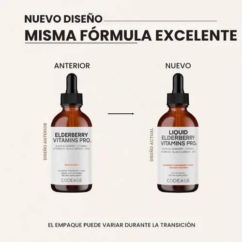 Vista 3 de Codeage Vitaminas de saúco Pro líquido, vitamina C, D3, zinc, 4 onzas