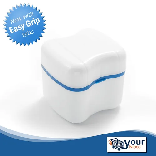 Vista 2 de Retenedor-Dentadura Baño Aparato Dental Limpieza Caso Tamaño Estándar con Fácil Agarre - Color Azul Almirante